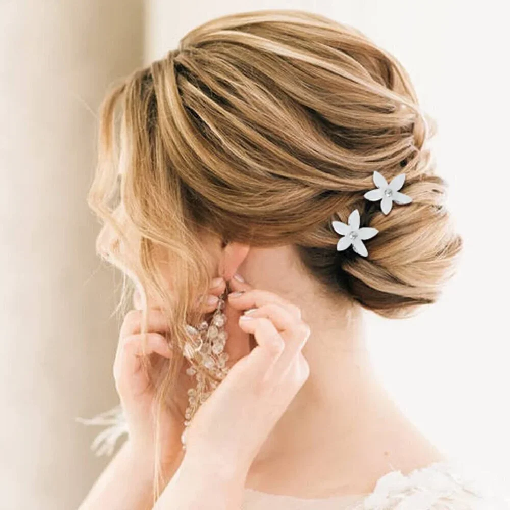 128 Pack Silver Pearl Flower Rhinestone Crystal Bridal Wedding Hair U-shaped Hai